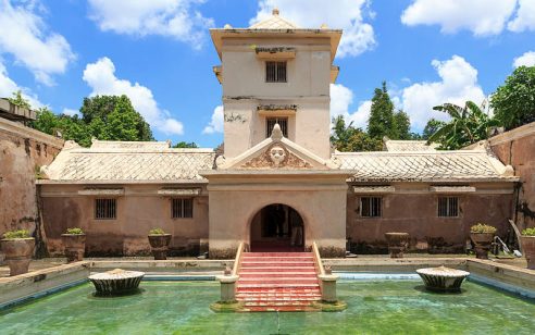 Prawirotaman Yogyakarta landscape with traditional houses and rice fields