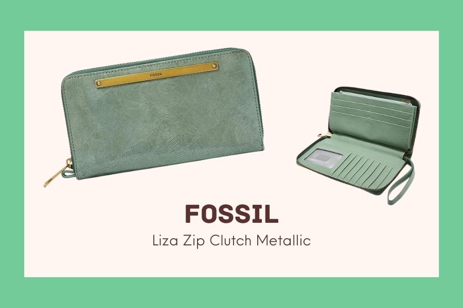 Dompet Fossil: Liza Zip Clutch Metallic