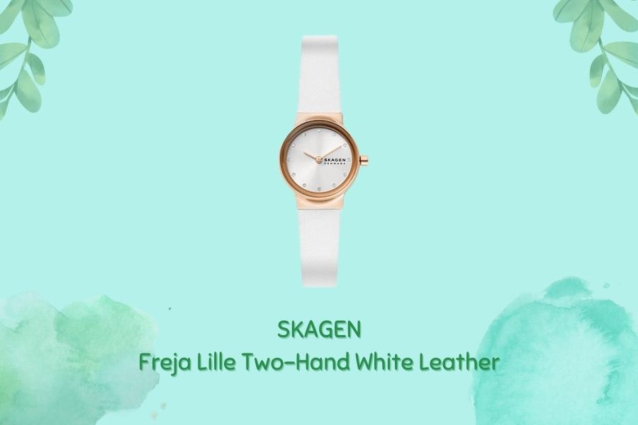 Freja Lilie Two-Hand White Leather Watch